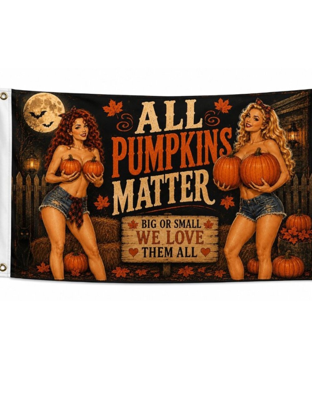 Fall Pumpkins Matter Pin Up Flag Halloween Autumn Decor Banner Holiday Gifts